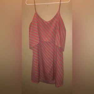 Audrey 3+1 Pink And Tan Stripes Womens Dress small